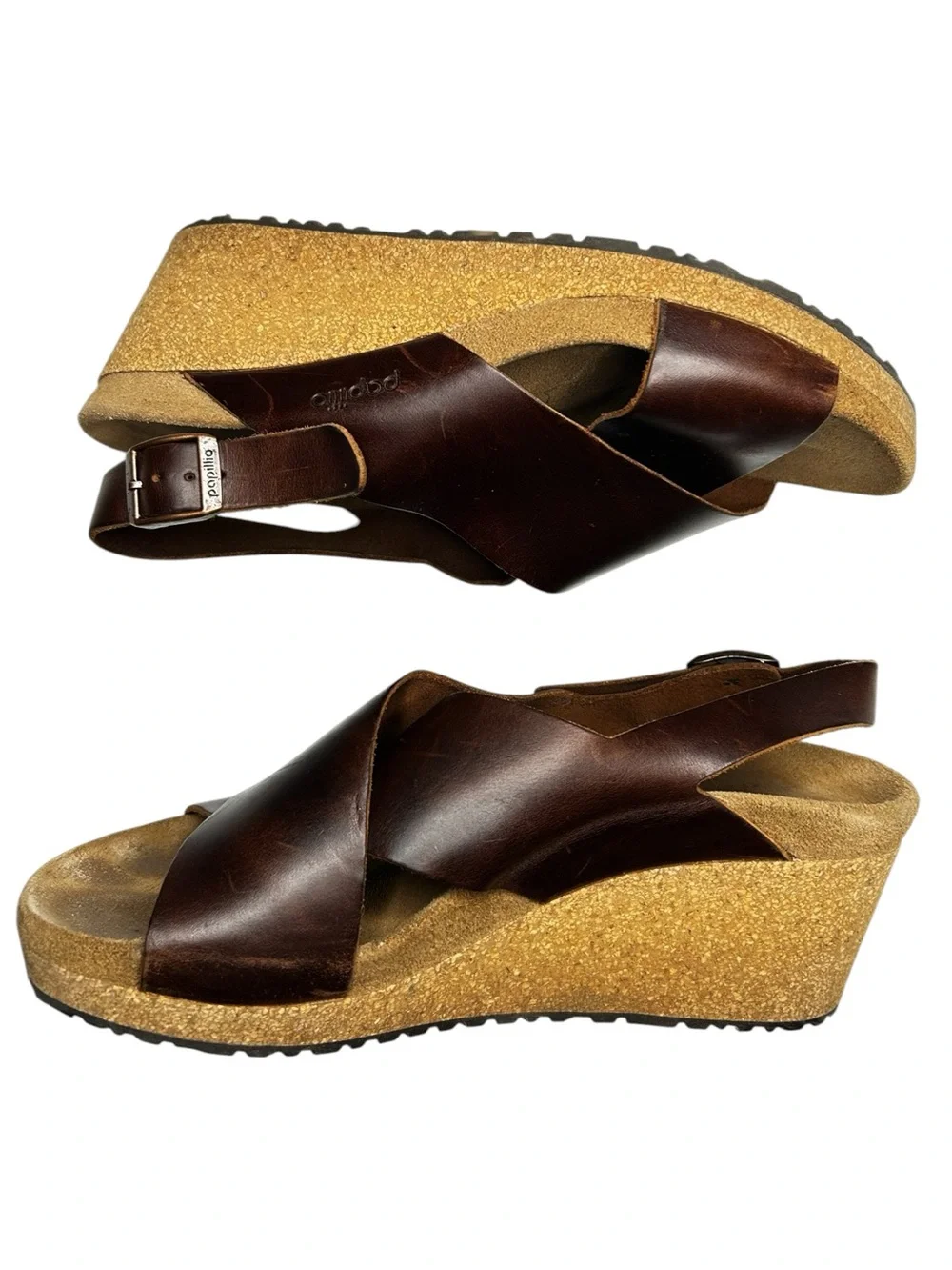 Birkenstock Papillio Samira Wedge Sandals Cognac Leather EU 39 US 8 Narrow/Med - Picture 8 of 12